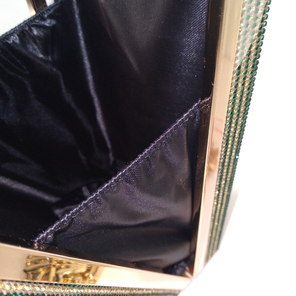 Green/Gold Rhinestone Dollar Sign Clutch Bag - Picture 6 of 8